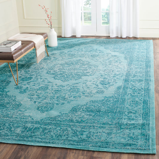 Safavieh Classic Vintage Bornez 8 x 10 (ft) Loomed Cotton Aqua Rectangular Indoor Distressed/Overdyed Vintage Spot Clean Only Area rug