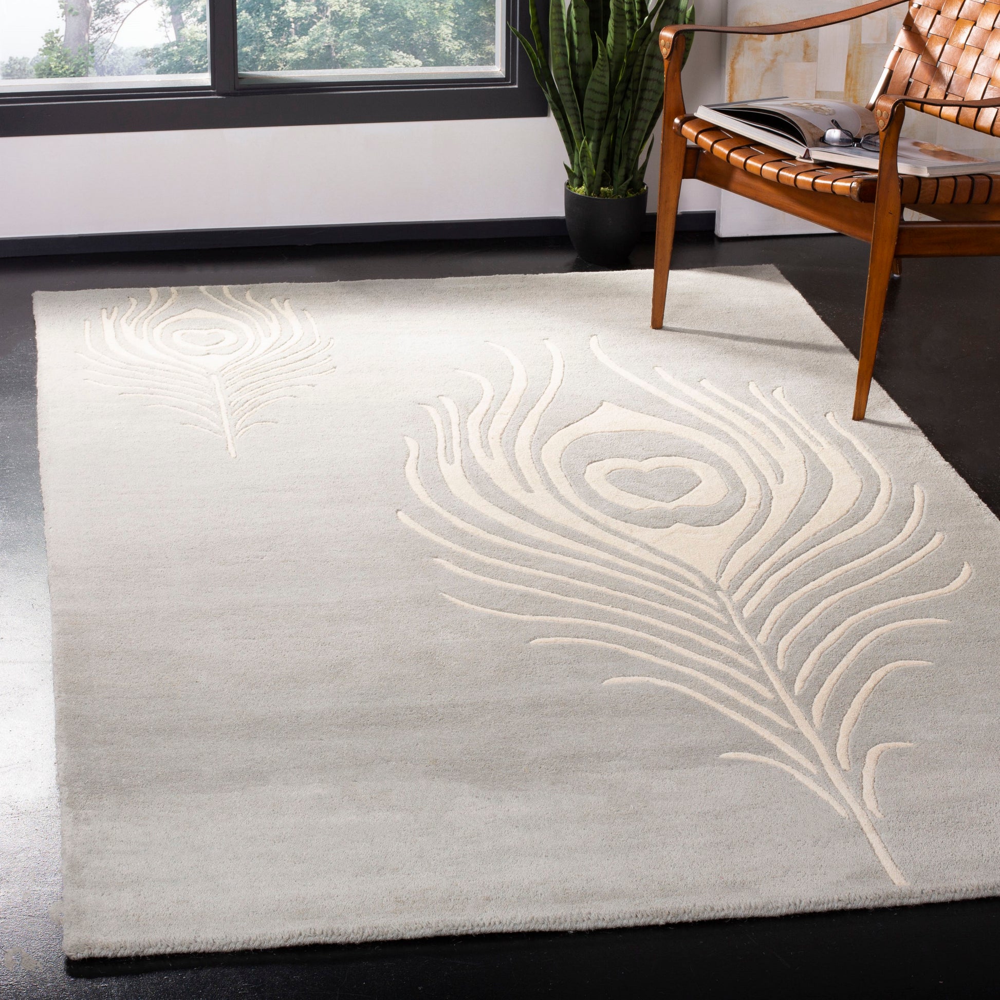 Safavieh Soho Pinion 8 x 11 (ft) Tufted Wool Gray/Ivory Rectangular Indoor Abstract Spot Clean Only Area rug