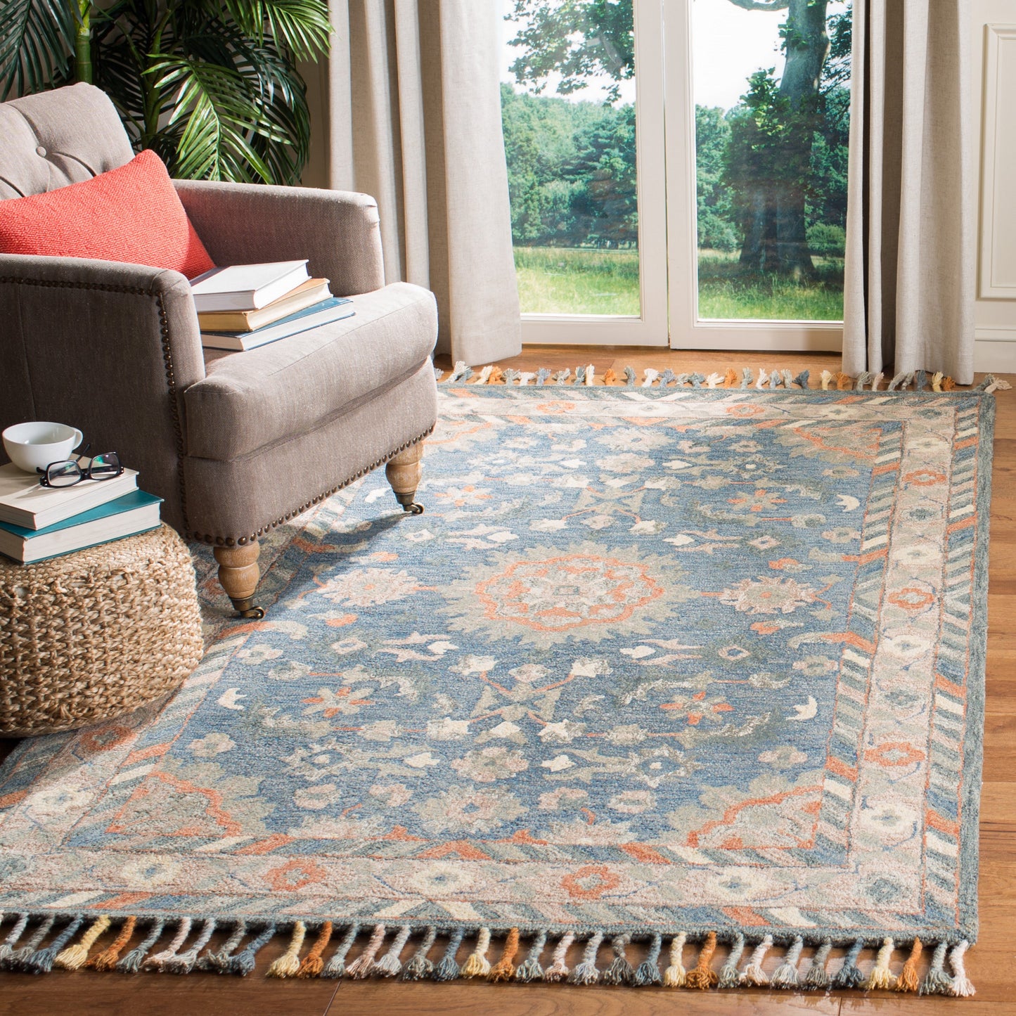 Safavieh Aspen Shawa 9 x 12 (ft) Tufted Wool Blue/Rust Rectangular Indoor Distressed/Overdyed Vintage Spot Clean Only Area rug