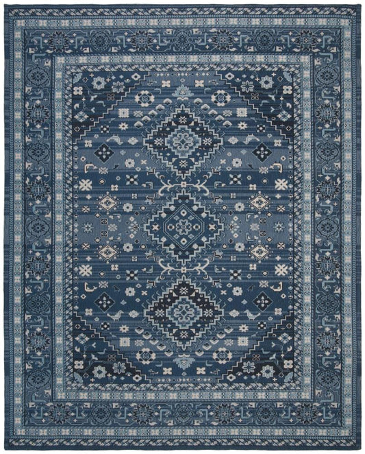 Safavieh Classic Vintage Kendra 8 x 10 (ft) Loomed Polyester Blue/Charcoal Rectangular Indoor Floral/Botanical Farmhouse/Cottage Spot Clean Only Area rug