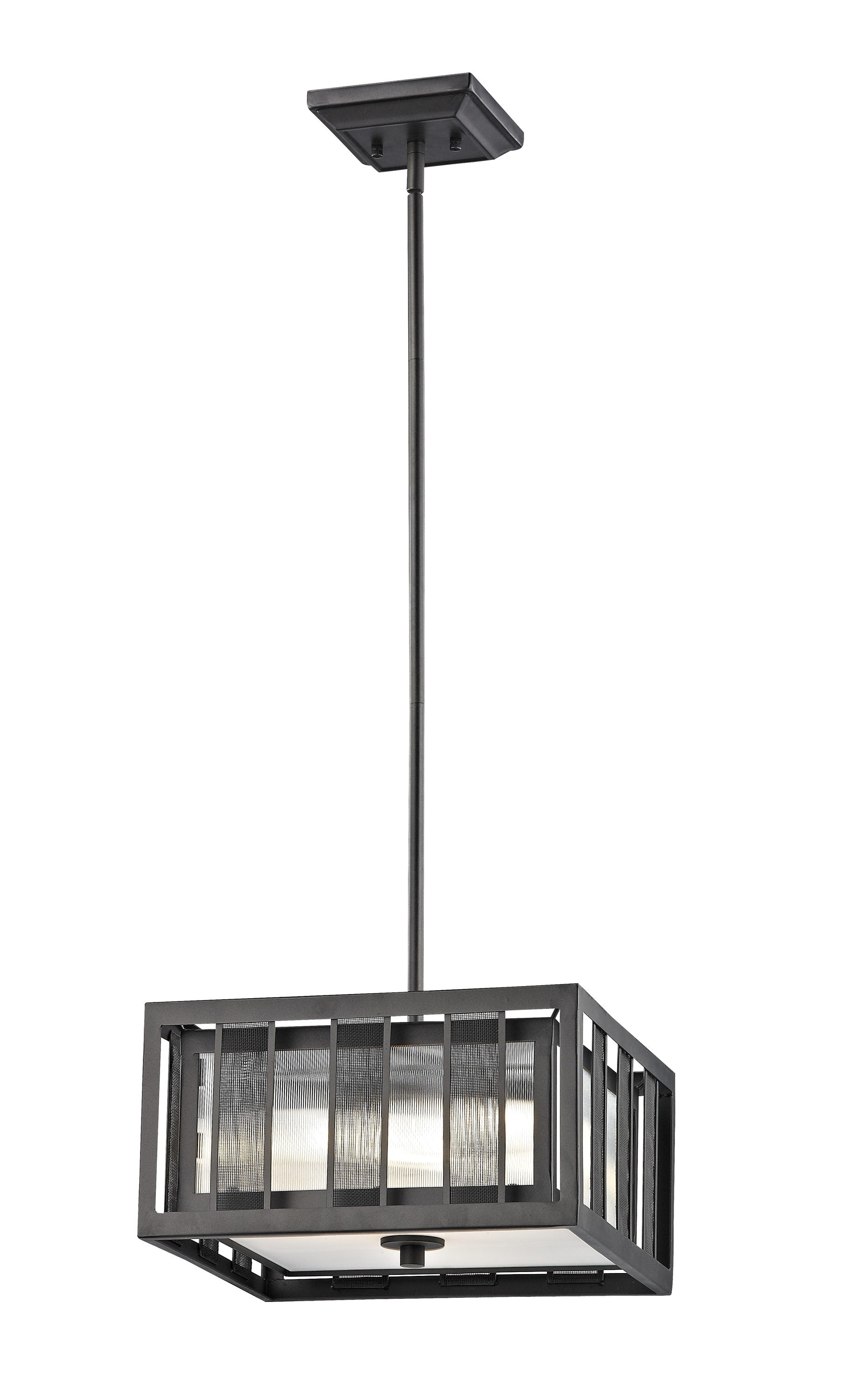 Z-Lite Meridional 3 -Light Bronze Modern/contemporary Clear glass Square Medium Hanging Pendant light