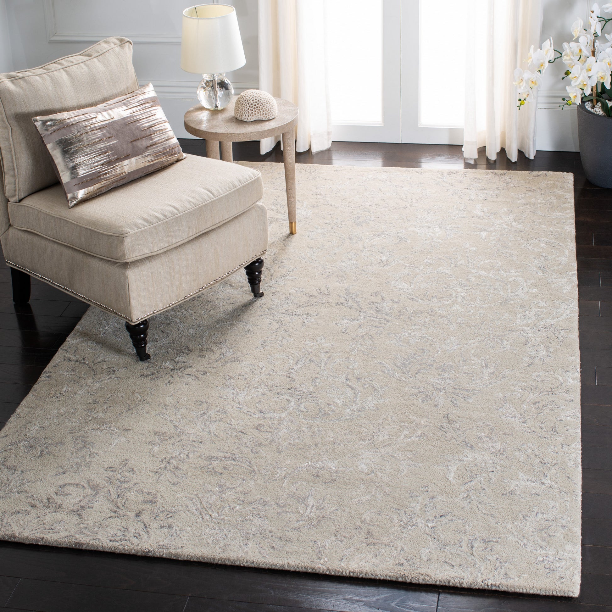 Safavieh Glamour Esme 8 x 10 (ft) Tufted Synthetic Gray Rectangular Indoor Distressed/Overdyed Vintage Spot Clean Only Area rug