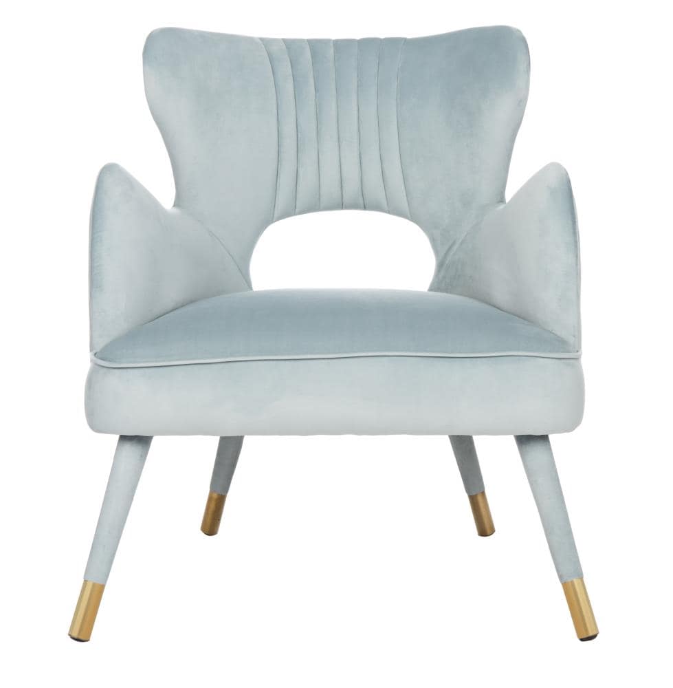 Safavieh Blair 29.5-in W Midcentury Slate Blue Velvet Accent Armchair