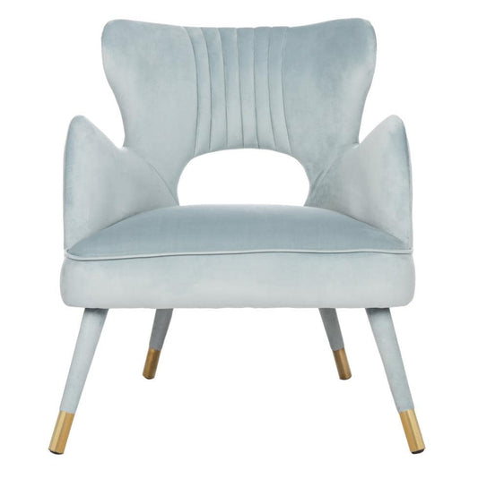 Safavieh Blair 29.5-in W Midcentury Slate Blue Velvet Accent Armchair