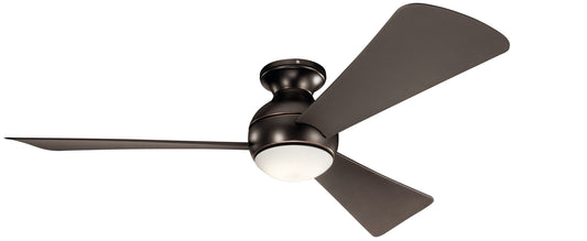 Kichler Sola 54-in Olde Bronze with Brown Blades Integrated LED Uncovered Outdoor Downrod or Flush Mount Ceiling Fan With Light 3 -Blade