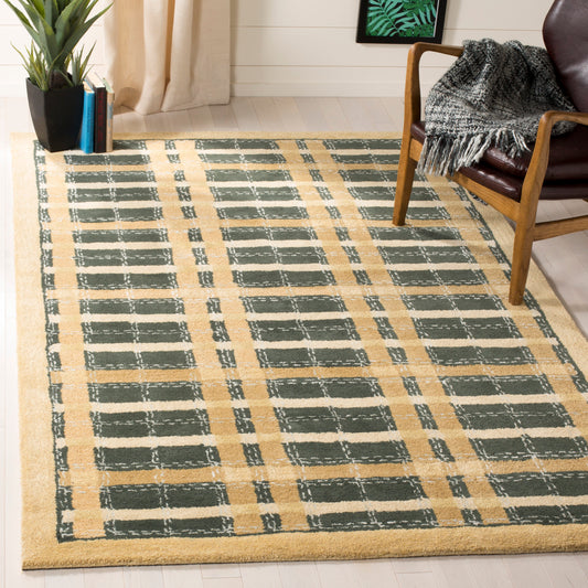 Martha Stewart Colorweave Plaid 8 x 10 (ft) Tufted Synthetic Cornucopia Gold Rectangular Indoor Abstract Farmhouse/Cottage Spot Clean Only Area rug