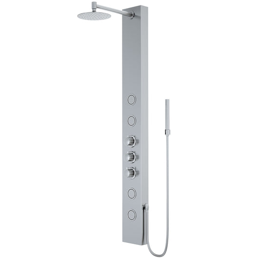 VIGO Ellington Stainless steel 8-in Waterfall Shower Panel System with 3-way Diverter ( Thermostatic Valve Included )