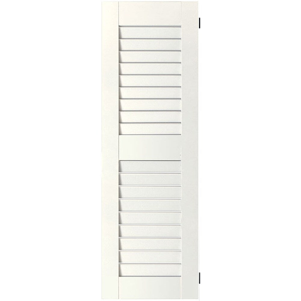 Ekena Millwork 18-in W x 62-in H White Paintable/Stainable Louvered Wood Exterior Shutters ( 2 -Pack )