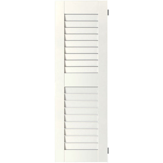 Ekena Millwork 18-in W x 62-in H White Paintable/Stainable Louvered Wood Exterior Shutters ( 2 -Pack )