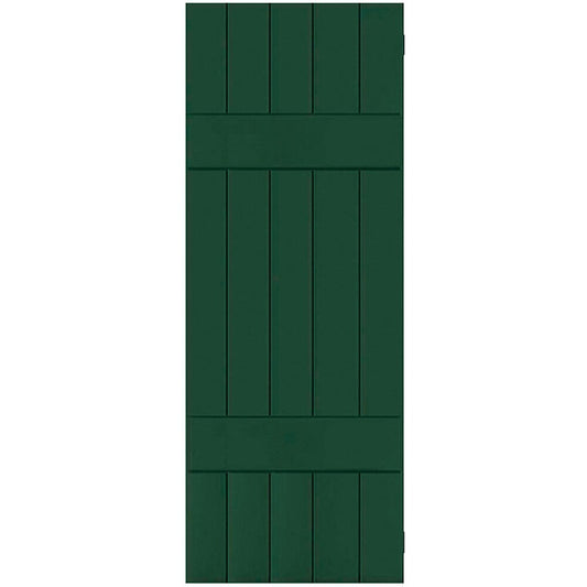Ekena Millwork 18-in W x 34-in H Chrome Green Board and batten Wood Exterior Shutters ( 2 -Pack )