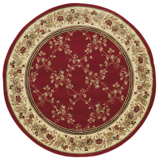 Radici USA Como 8 x 8 (ft) Polypropylene Red Round Indoor Trellis Oriental Spot Clean Only Area rug