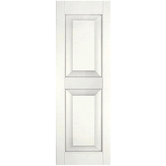 Ekena Millwork 18-in W x 38-in H White Paintable/Stainable Raised panel Wood Exterior Shutters ( 2 -Pack )