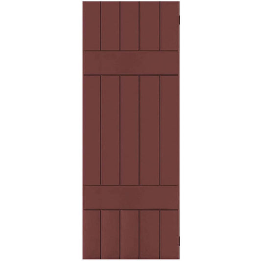 Ekena Millwork 18-in W x 49-in H Cottage Red Board and batten Wood Exterior Shutters ( 2 -Pack )