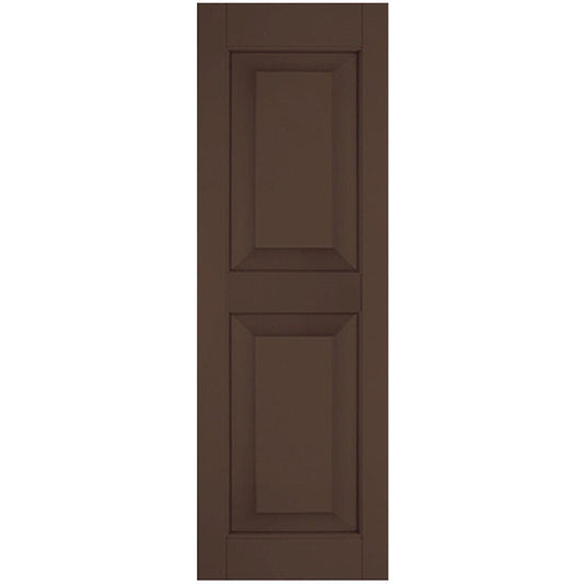 Ekena Millwork 18-in W x 31-in H Tudor Brown Raised panel Wood Exterior Shutters ( 2 -Pack )