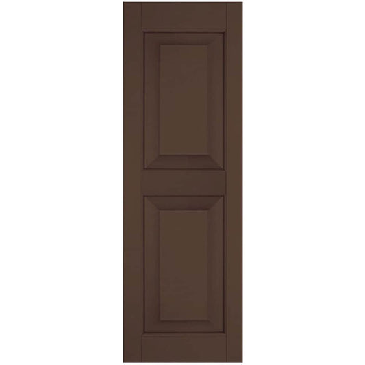 Ekena Millwork 15-in W x 54-in H Tudor Brown Raised panel Wood Exterior Shutters ( 2 -Pack )