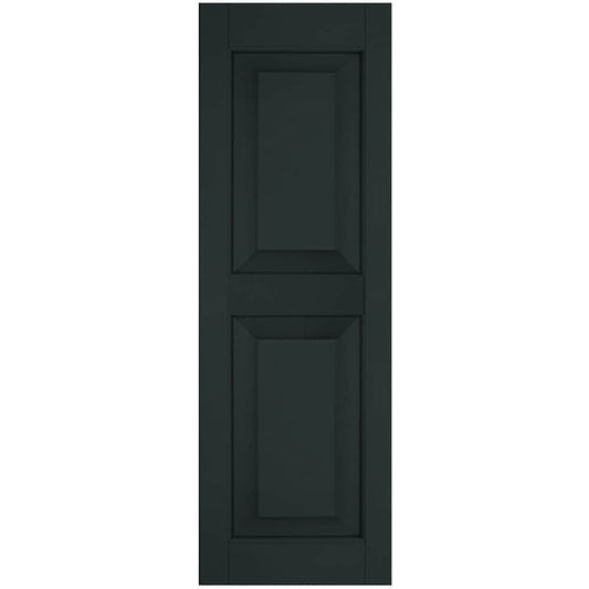 Ekena Millwork 12-in W x 39-in H Black Forest Green Raised panel Wood Exterior Shutters ( 2 -Pack )