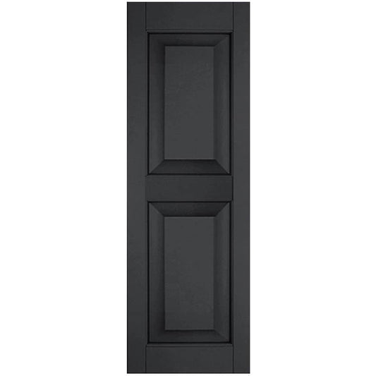Ekena Millwork 12-in W x 44-in H Black Raised panel Wood Exterior Shutters ( 2 -Pack )