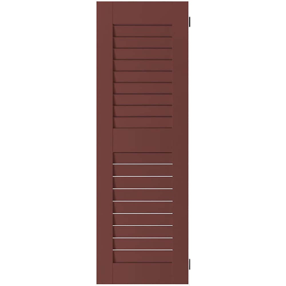 Ekena Millwork 12-in W x 38-in H Cottage Red Louvered Wood Exterior Shutters ( 2 -Pack )