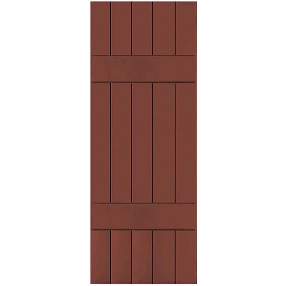 Ekena Millwork 18-in W x 33-in H Country Redwood Board and batten Wood Exterior Shutters ( 2 -Pack )