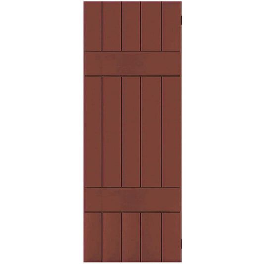 Ekena Millwork 18-in W x 33-in H Country Redwood Board and batten Wood Exterior Shutters ( 2 -Pack )