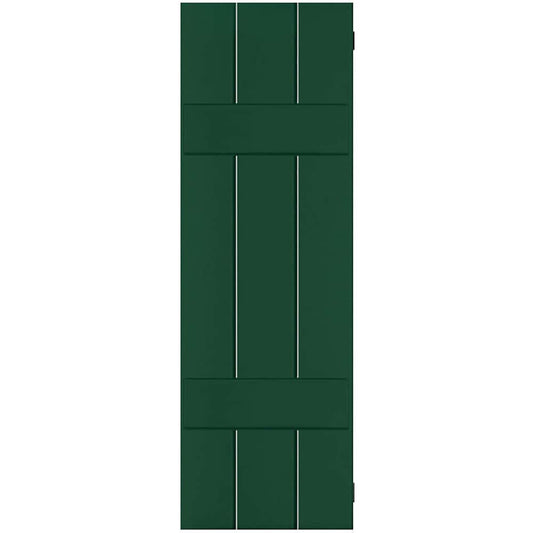 Ekena Millwork 12-in W x 29-in H Chrome Green Board and batten Wood Exterior Shutters ( 2 -Pack )