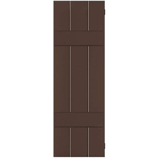 Ekena Millwork 12-in W x 72-in H Tudor Brown Board and batten Wood Exterior Shutters ( 2 -Pack )