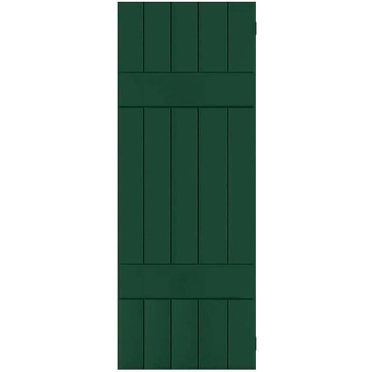 Ekena Millwork 18-in W x 36-in H Chrome Green Board and batten Wood Exterior Shutters ( 2 -Pack )