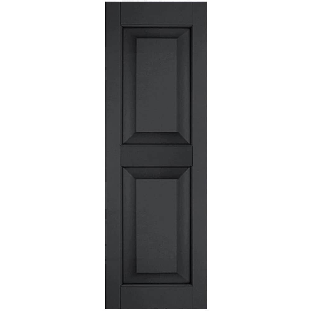 Ekena Millwork 12-in W x 52-in H Black Raised panel Wood Exterior Shutters ( 2 -Pack )
