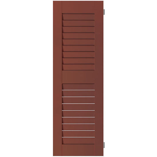 Ekena Millwork 15-in W x 35-in H Country Redwood Louvered Wood Exterior Shutters ( 2 -Pack )