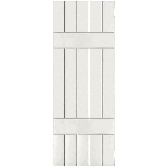 Ekena Millwork 18-in W x 43-in H White Paintable/Stainable Board and batten Wood Exterior Shutters ( 2 -Pack )