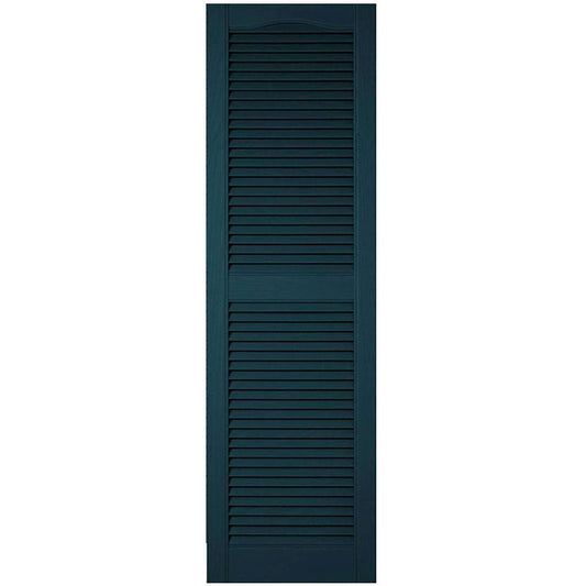 Ekena Millwork 14.5-in W x 64-in H Midnight Blue Louvered Exterior Shutters ( 2 -Pack )
