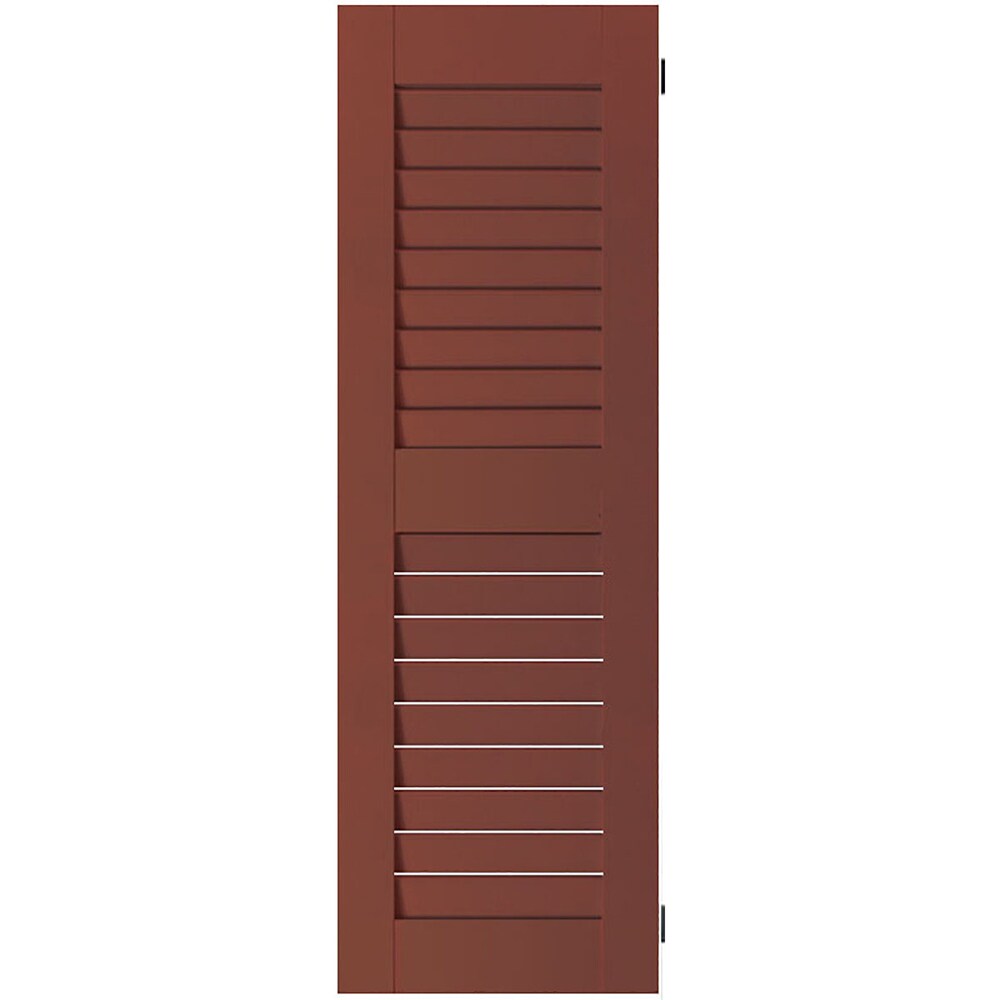 Ekena Millwork 18-in W x 49-in H Country Redwood Louvered Wood Exterior Shutters ( 2 -Pack )