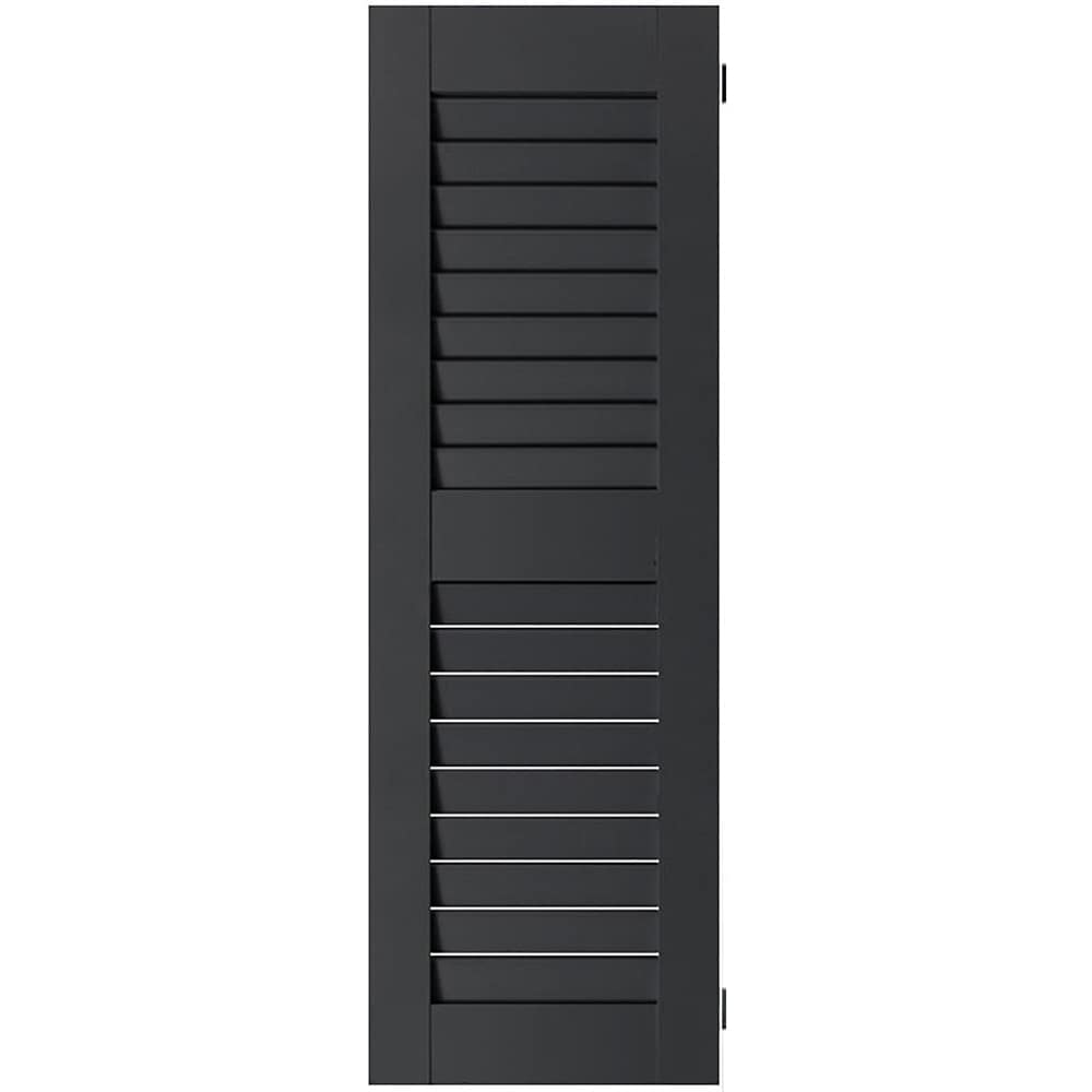 Ekena Millwork 15-in W x 40-in H Black Louvered Wood Exterior Shutters ( 2 -Pack )