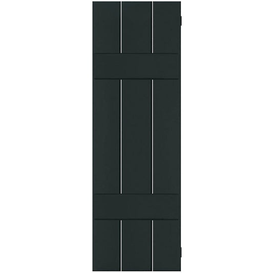 Ekena Millwork 12-in W x 41-in H Black Forest Green Board and batten Wood Exterior Shutters ( 2 -Pack )