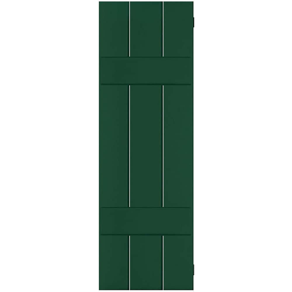 Ekena Millwork 12-in W x 41-in H Chrome Green Board and batten Wood Exterior Shutters ( 2 -Pack )