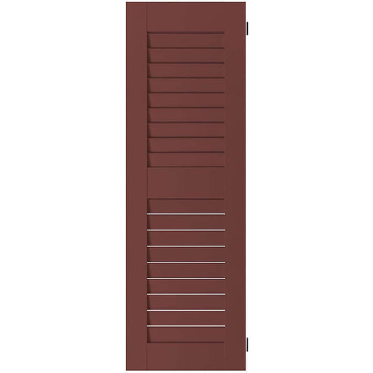 Ekena Millwork 12-in W x 68-in H Cottage Red Louvered Wood Exterior Shutters ( 2 -Pack )