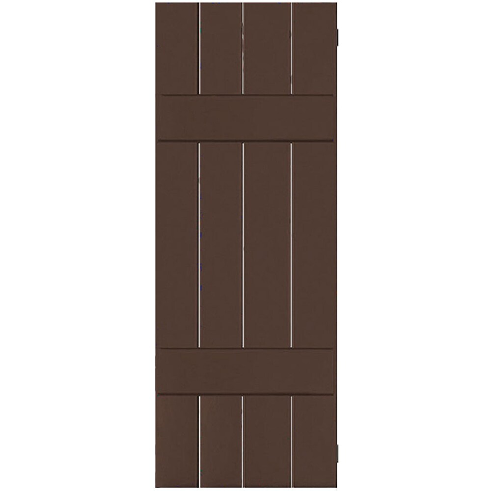 Ekena Millwork 15-in W x 31-in H Tudor Brown Board and batten Wood Exterior Shutters ( 2 -Pack )