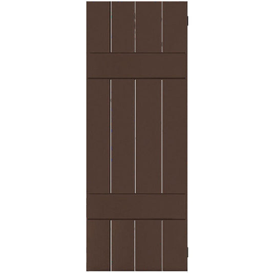 Ekena Millwork 15-in W x 31-in H Tudor Brown Board and batten Wood Exterior Shutters ( 2 -Pack )