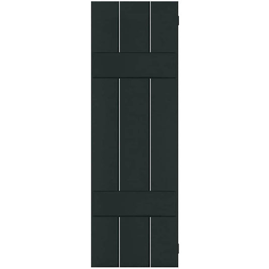 Ekena Millwork 12-in W x 73-in H Black Forest Green Board and batten Wood Exterior Shutters ( 2 -Pack )