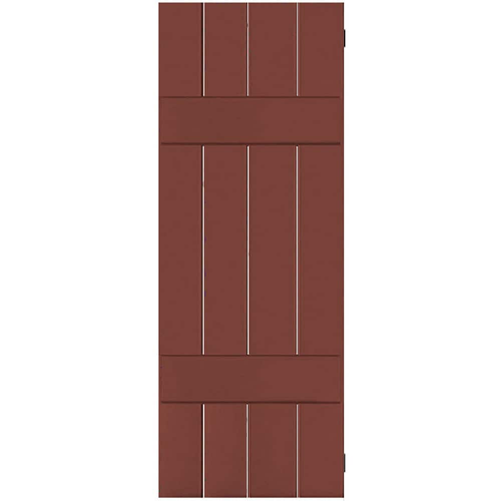 Ekena Millwork 15-in W x 39-in H Country Redwood Board and batten Wood Exterior Shutters ( 2 -Pack )