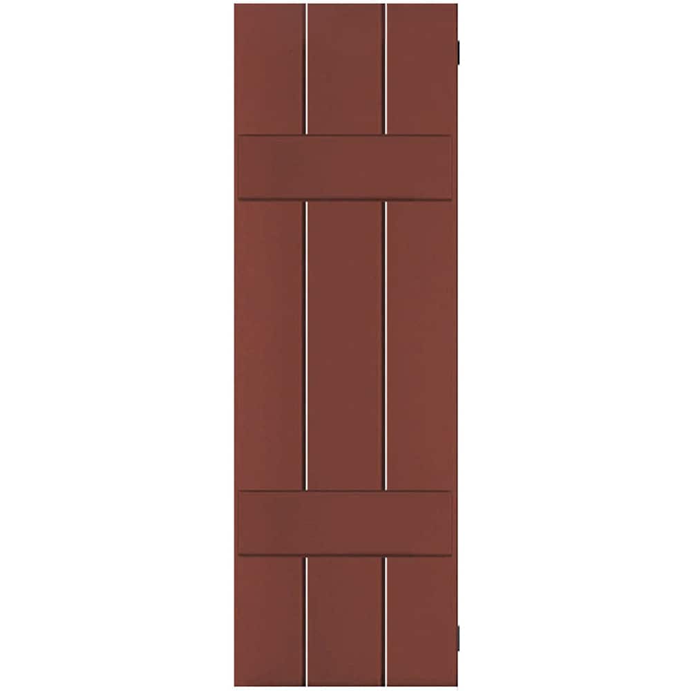 Ekena Millwork 12-in W x 33-in H Country Redwood Board and batten Wood Exterior Shutters ( 2 -Pack )