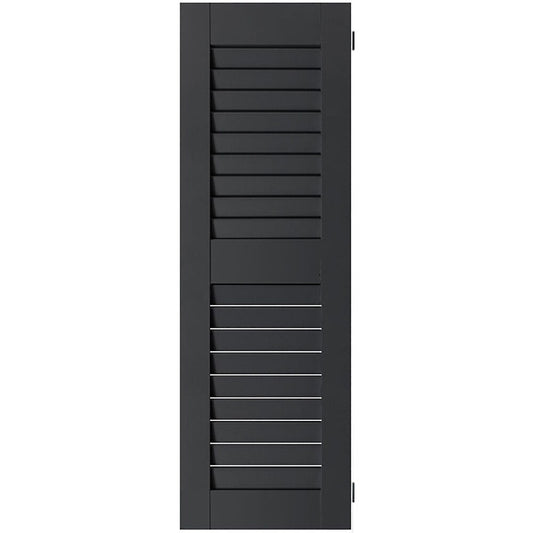Ekena Millwork 15-in W x 31-in H Black Louvered Wood Exterior Shutters ( 2 -Pack )