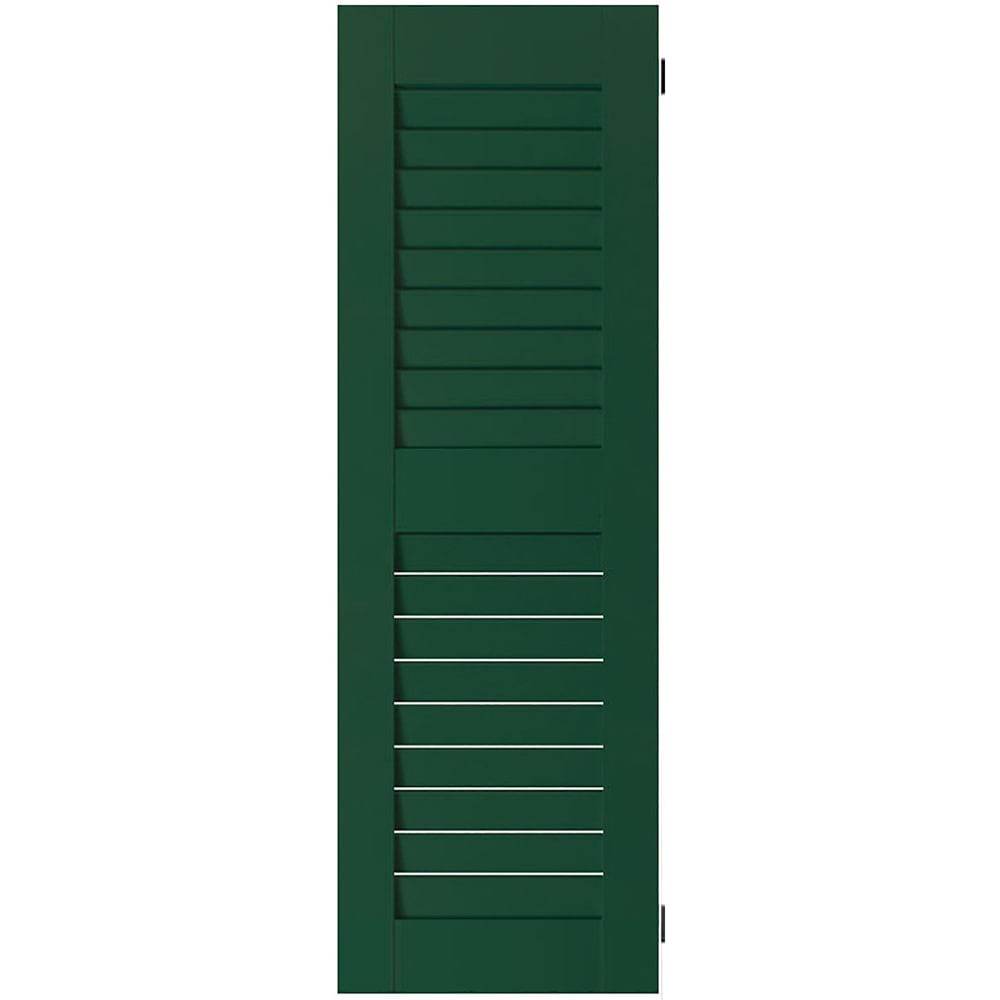 Ekena Millwork 12-in W x 66-in H Chrome Green Louvered Wood Exterior Shutters ( 2 -Pack )