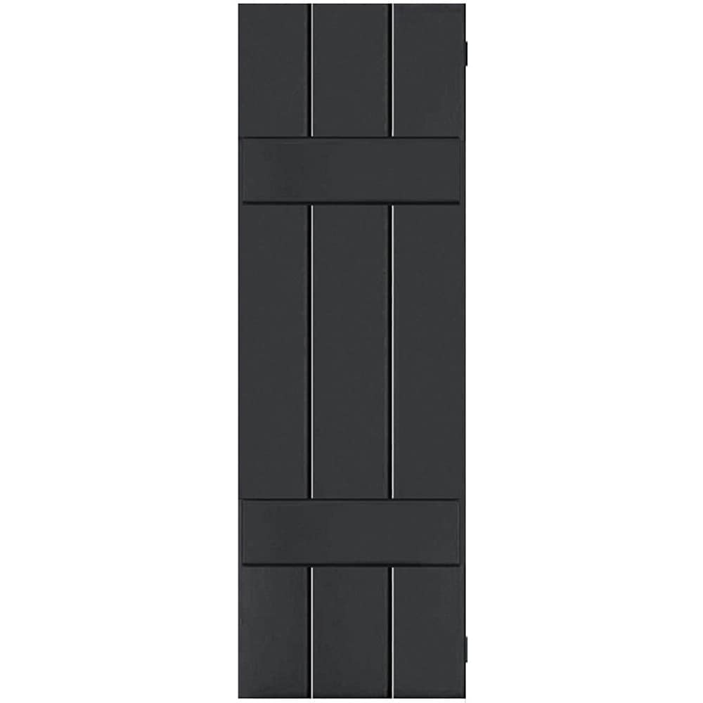 Ekena Millwork 12-in W x 36-in H Black Board and batten Wood Exterior Shutters ( 2 -Pack )