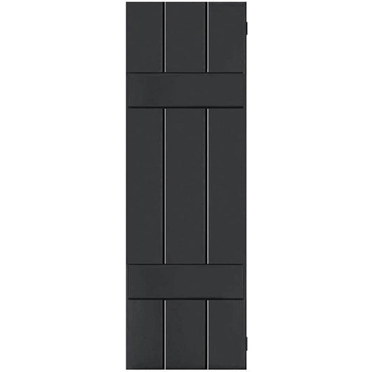 Ekena Millwork 12-in W x 36-in H Black Board and batten Wood Exterior Shutters ( 2 -Pack )
