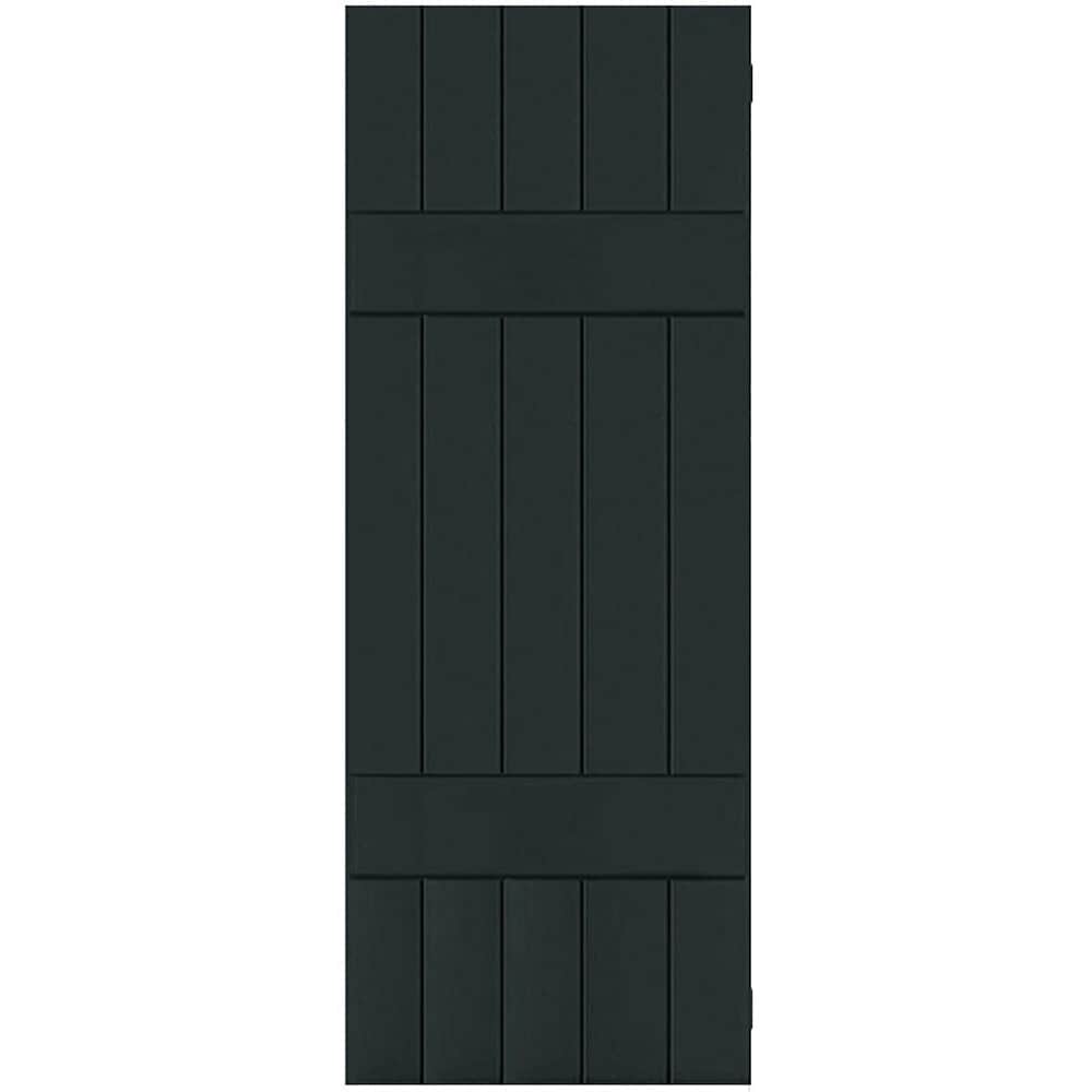 Ekena Millwork 18-in W x 28-in H Black Forest Green Board and batten Wood Exterior Shutters ( 2 -Pack )