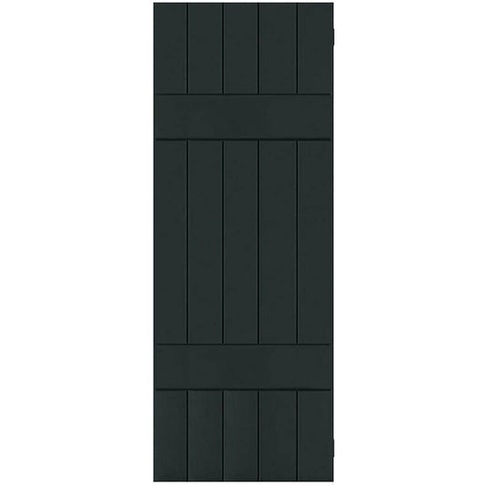 Ekena Millwork 18-in W x 28-in H Black Forest Green Board and batten Wood Exterior Shutters ( 2 -Pack )