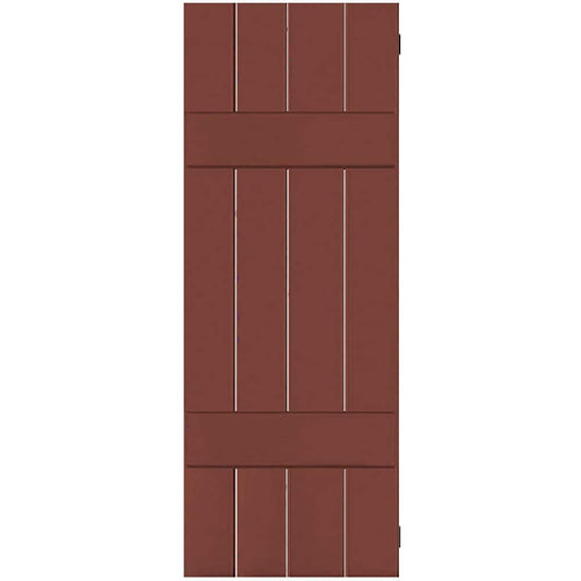 Ekena Millwork 15-in W x 49-in H Country Redwood Board and batten Wood Exterior Shutters ( 2 -Pack )