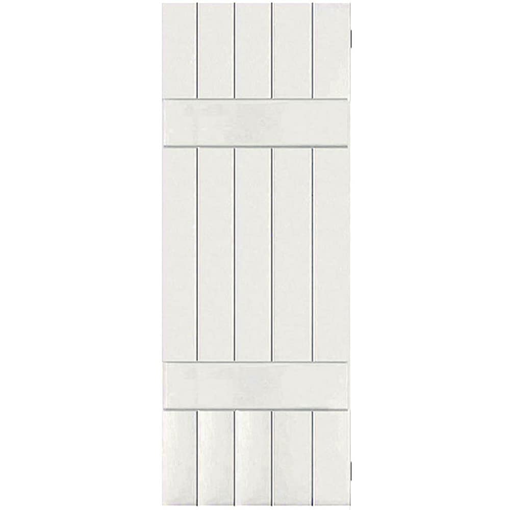 Ekena Millwork 18-in W x 26-in H White Paintable/Stainable Board and batten Wood Exterior Shutters ( 2 -Pack )