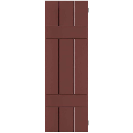 Ekena Millwork 12-in W x 26-in H Cottage Red Board and batten Wood Exterior Shutters ( 2 -Pack )